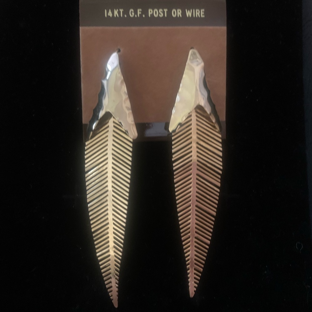 Gold tone Leaf Earrings with 14K Gold filled wires